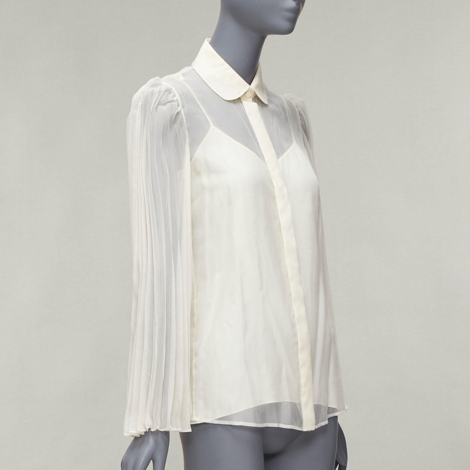 GUCCI cream silk blend puff sleeve Peter Pan collar cami lined blouse  IT38 XS In Good Condition For Sale In Hong Kong, NT
