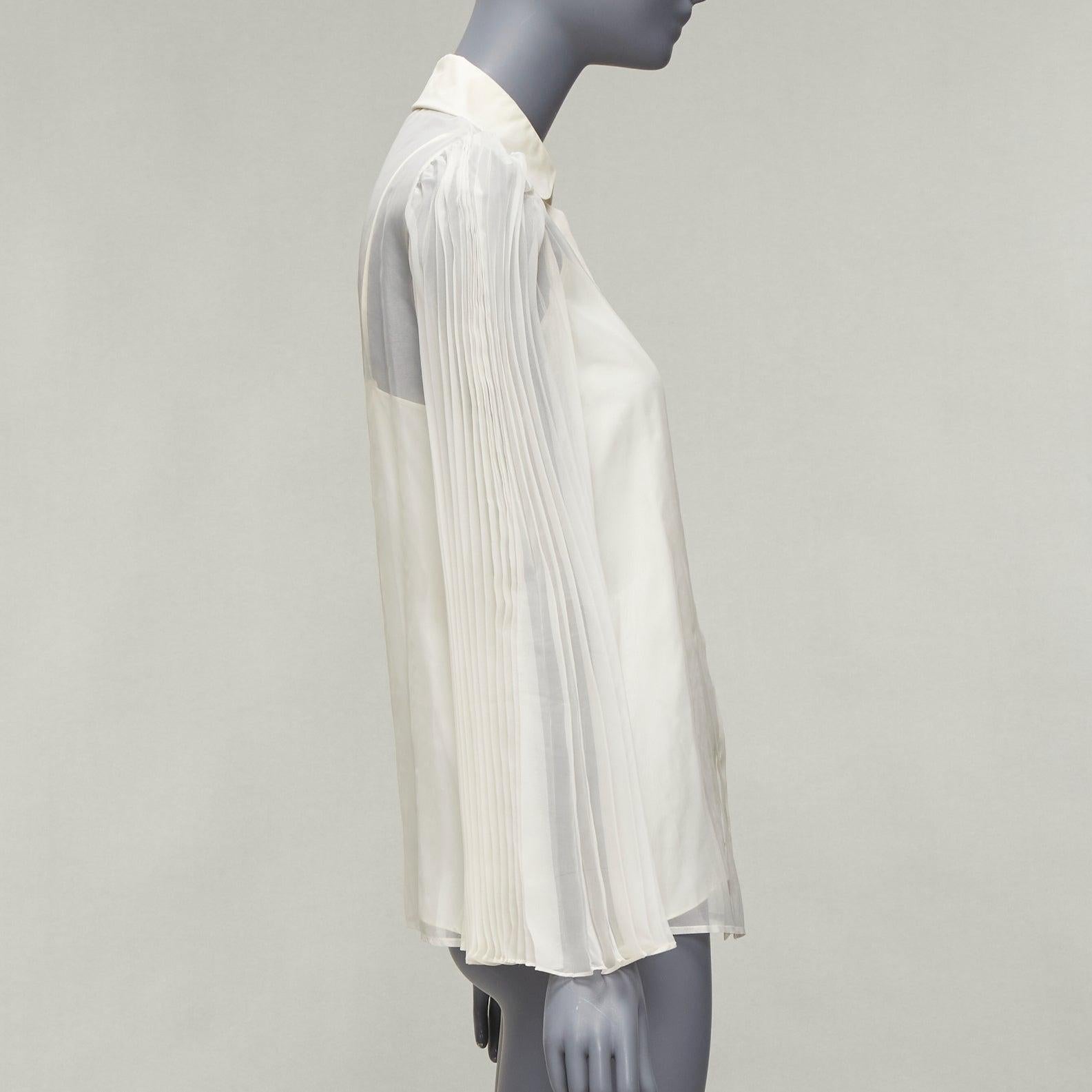 GUCCI cream silk blend puff sleeve Peter Pan collar cami lined blouse  IT38 XS In Good Condition For Sale In Hong Kong, NT