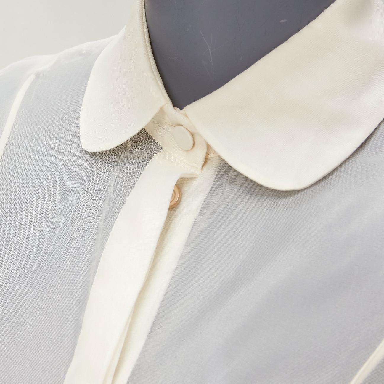 GUCCI cream silk blend puff sleeve Peter Pan collar cami lined blouse  IT38 XS For Sale 2
