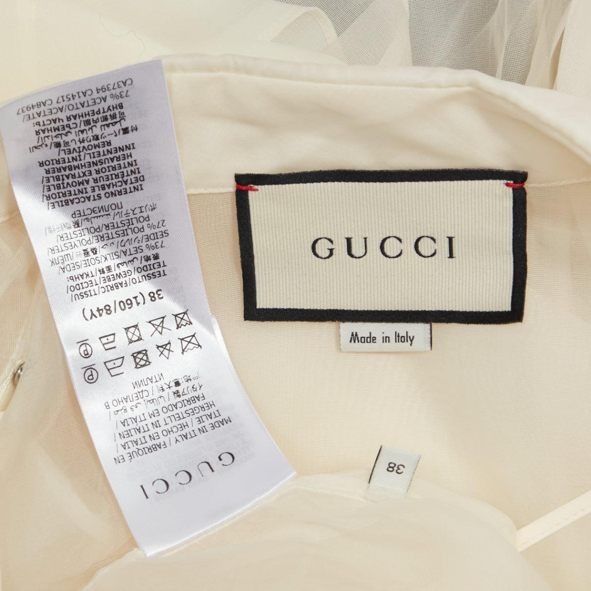 GUCCI cream silk blend puff sleeve Peter Pan collar cami lined blouse  IT38 XS For Sale 4