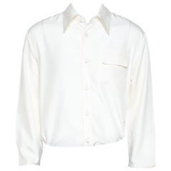 Gucci Cream Silk Button Front Long Sleeve Shirt XL
