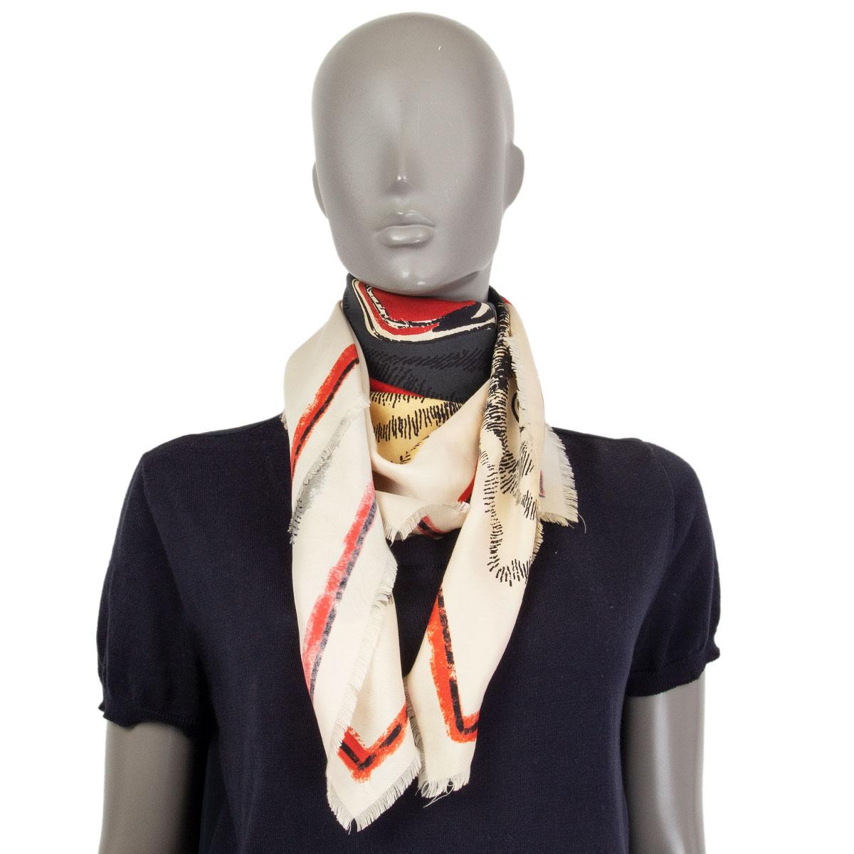 GUCCI cream silk Tiger Head Print Scarf at 1stDibs gucci tiger