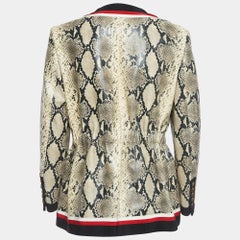 Gucci Cream Snake Printed Leather Jacket M