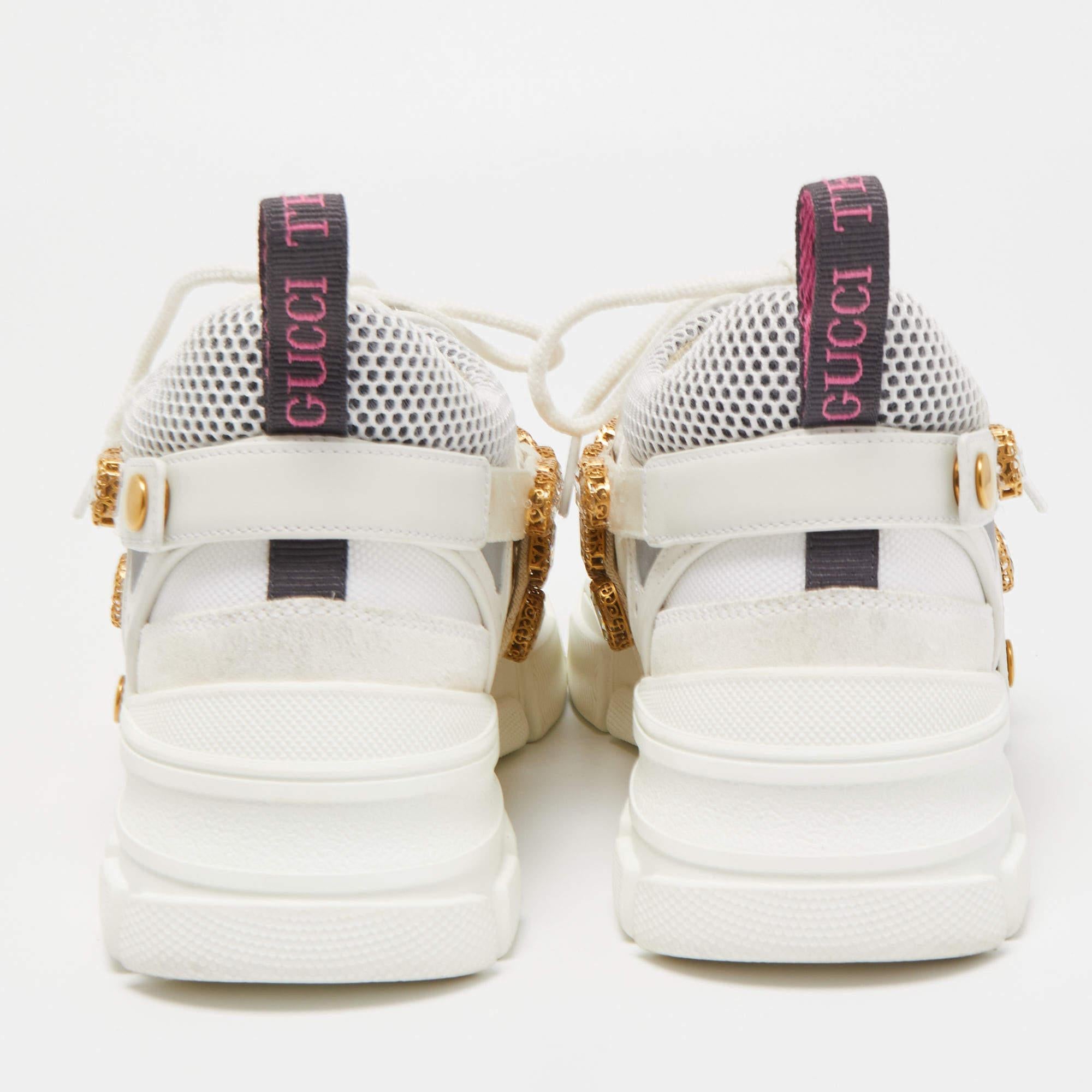 Gucci Cream Suede and Leather Flashtrek Sneakers 3