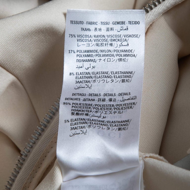 Gucci Cream Technical Jersey Web Trim Detail Ruffled Midi Dress at 1stDibs