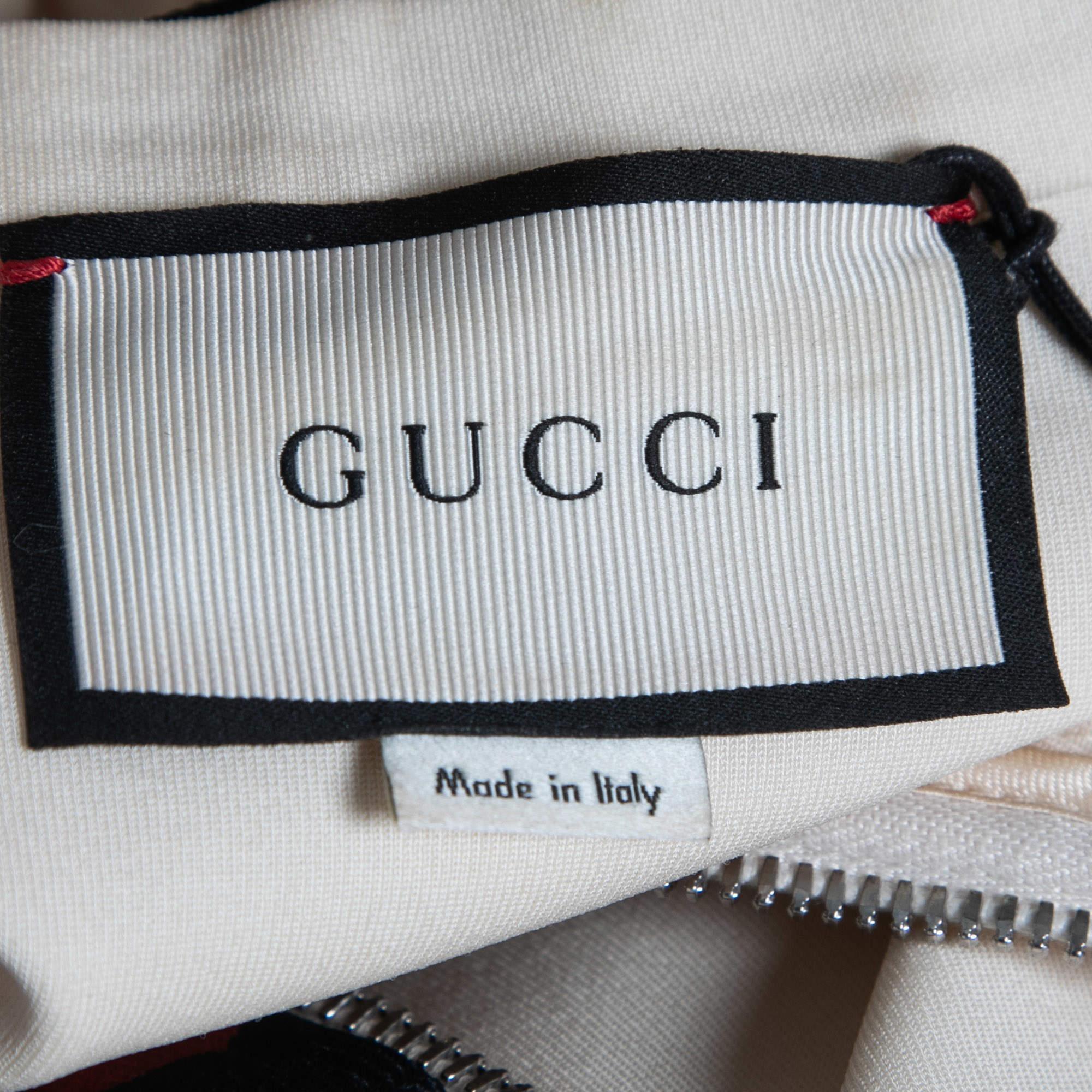 Gucci Cream Technical Jersey Web Trim Detail Ruffled Midi Dress 1