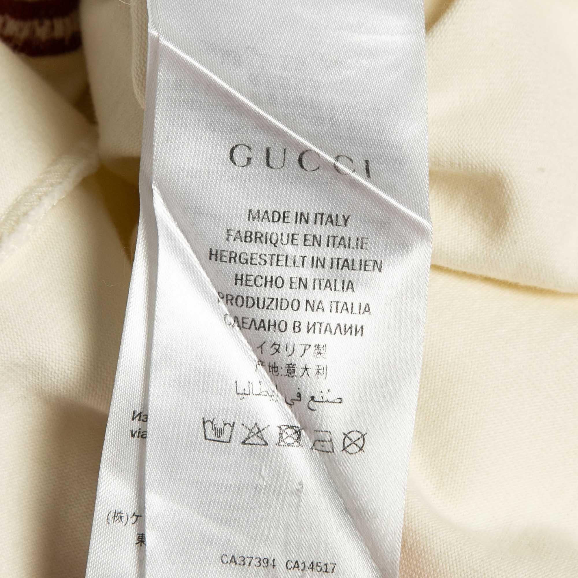 Men's Gucci Cream Tennis Embroidered Jersey T-Shirts S