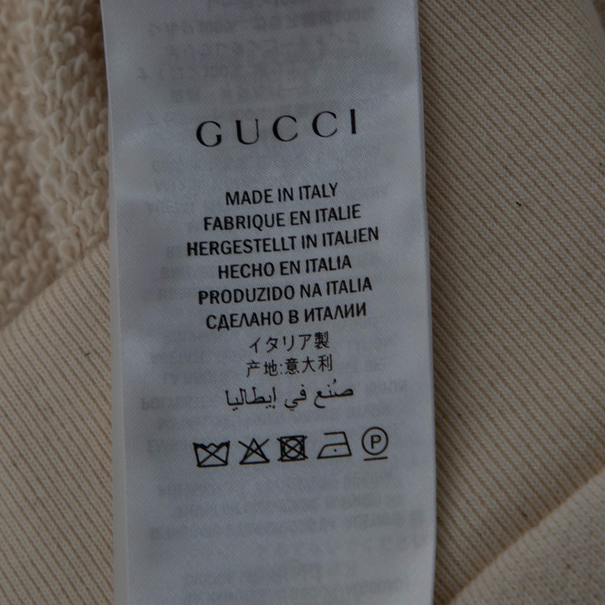 Men's Gucci Cream Terry Knit Pearl Logo Hoodie M