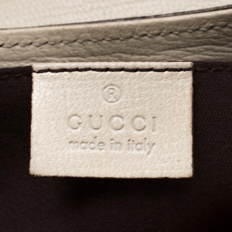 Gucci Cream Textured Leather Horsebit Chain Clutch 1