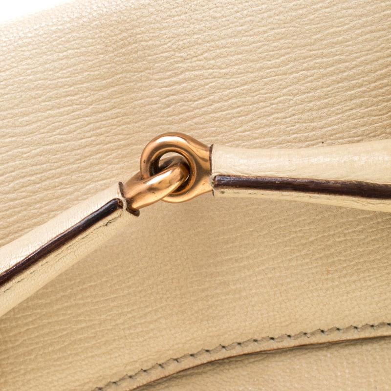 Gucci Cream Textured Leather Horsebit Chain Clutch 3