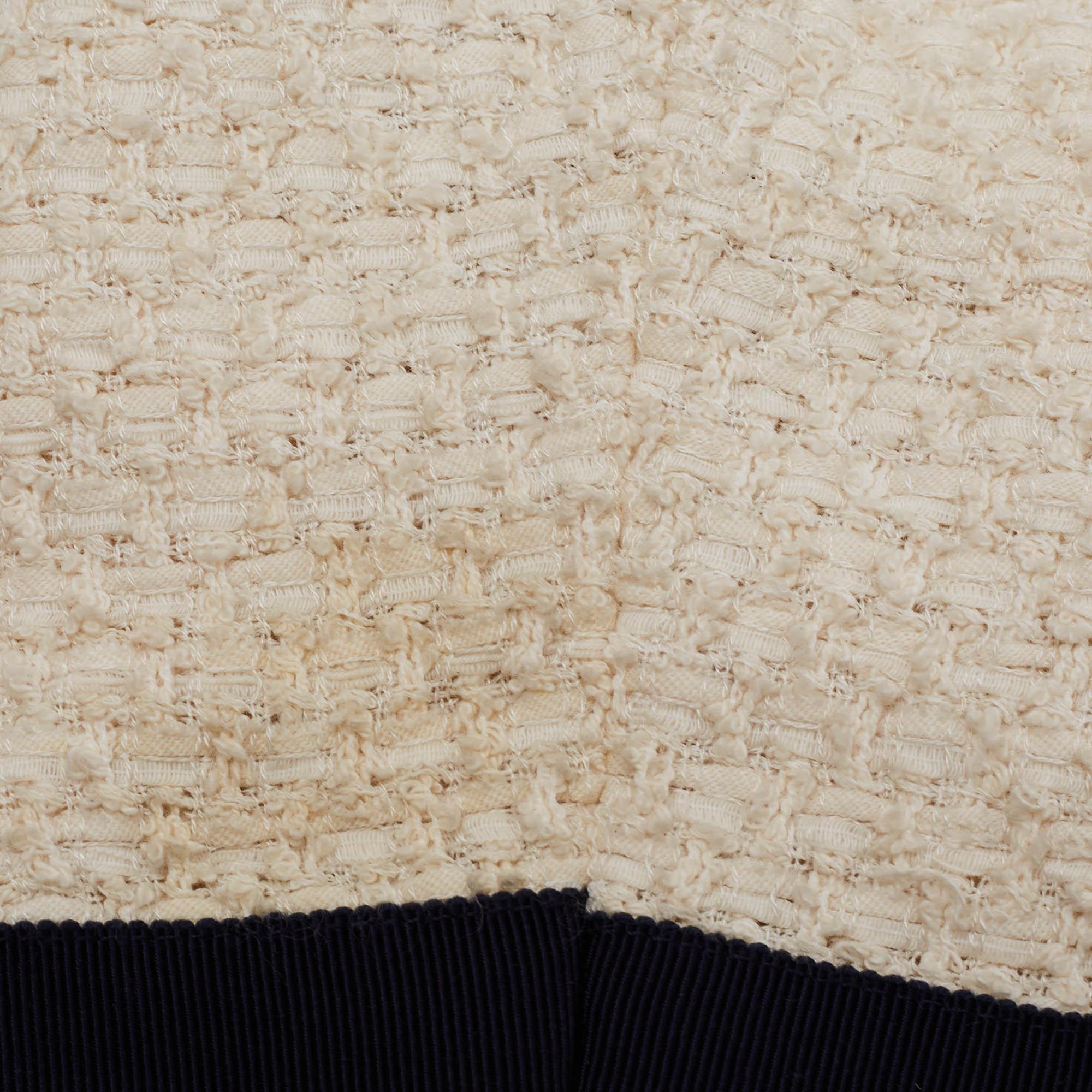 Gucci Cream Tweed Web Ribbon Trim Oversized Cardigan Jacket M 1
