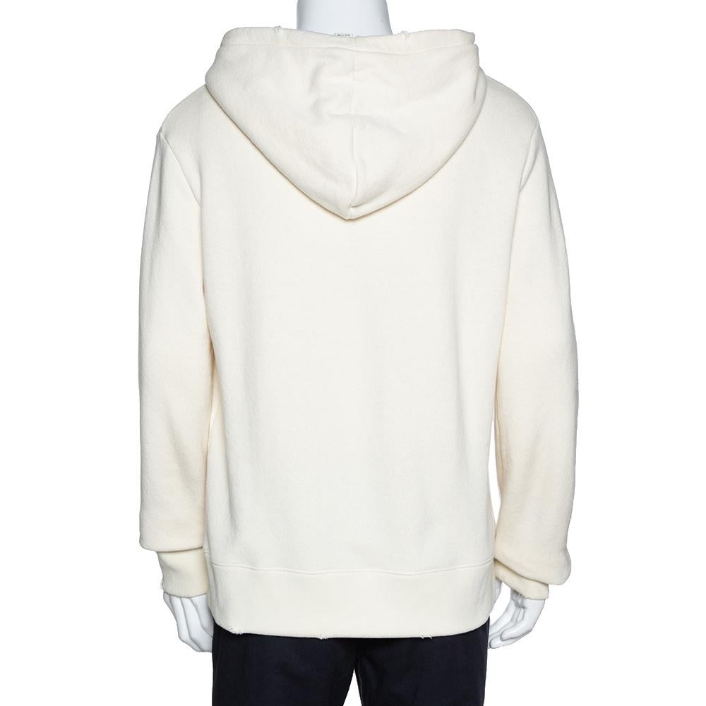 This creation hails from the iconic house of Gucci. Gucci is known around the world for its unique aesthetic and quality craftsmanship. This hoodie is a great example of the brand's designs and how they can convert a simple hoodie into a coveted