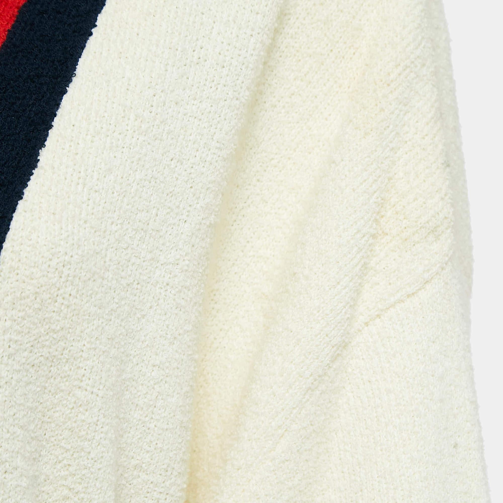 Beige Gucci Cream Web Blind For Love Cardigan in cotone e spugna con tigre impreziosita M. I. in vendita