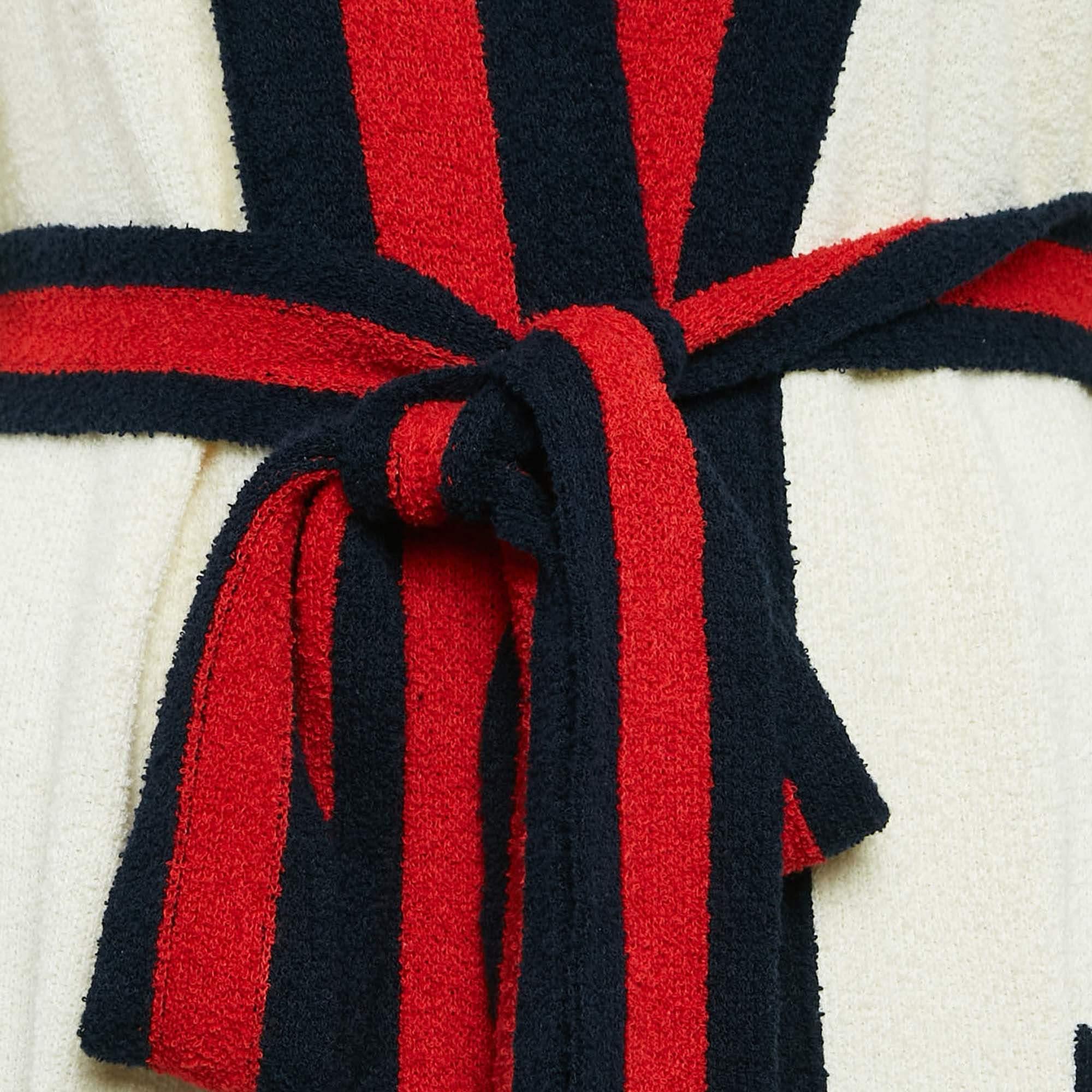 Gucci Cream Web Blind For Love Cardigan in cotone e spugna con tigre impreziosita M. I. In condizioni buone in vendita a Dubai, Al Qouz 2