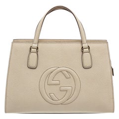 Gucci Cream White Grained Leather Soho Top Handle Bag