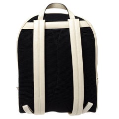 Gucci Cream White Leather Gucci Print Backpack