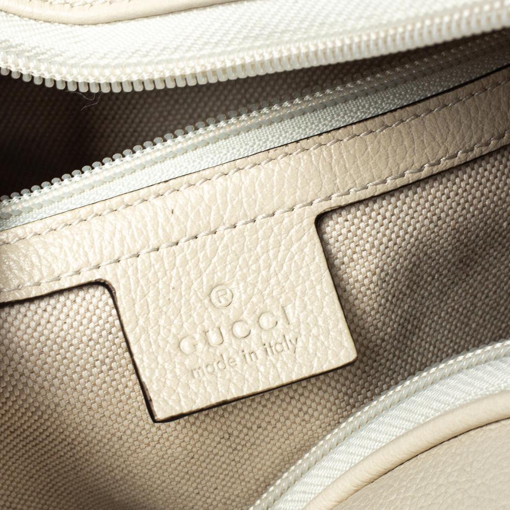 Men's Gucci Cream White Leather Gucci Print Backpack