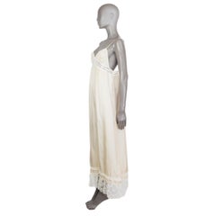 GUCCI cream white silk LACE TRIM SLIP Maxi Dress 40
