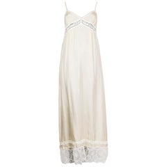 GUCCI cream white silk LACE TRIM SLIP Maxi Dress 40