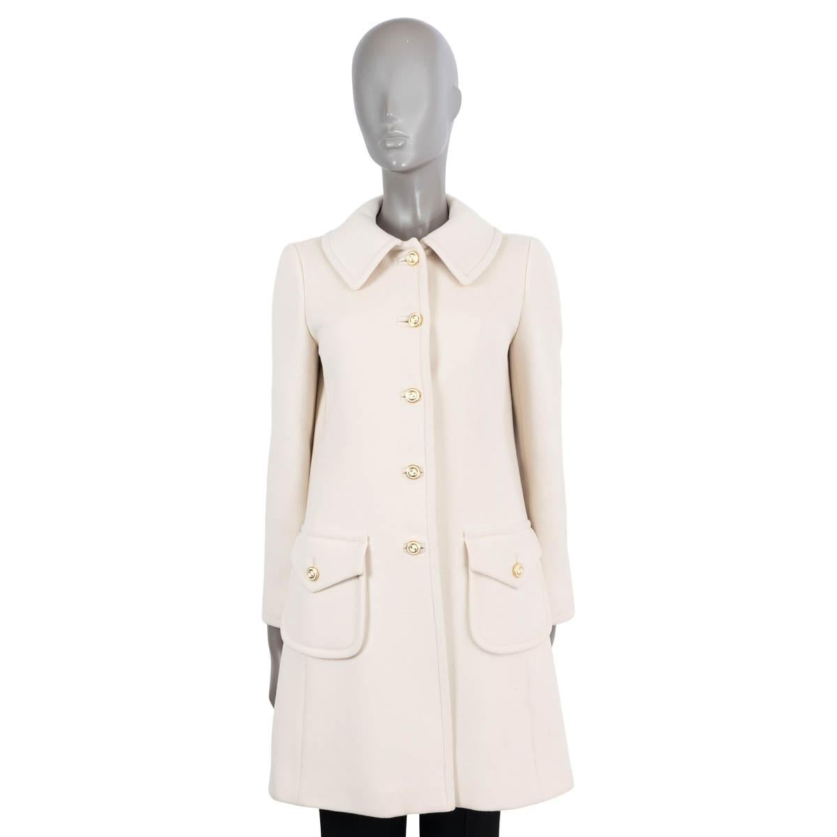 Beige GUCCI cream wool 2020 CLASSIC Coat Jacket 40 S For Sale