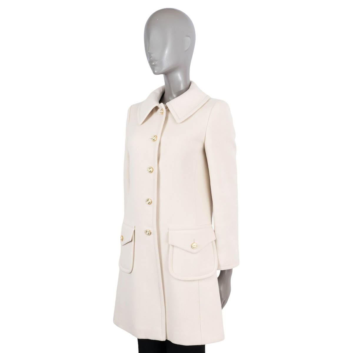 GUCCI cream wool 2020 CLASSIC Coat Jacket 40 S In Excellent Condition For Sale In Zürich, CH