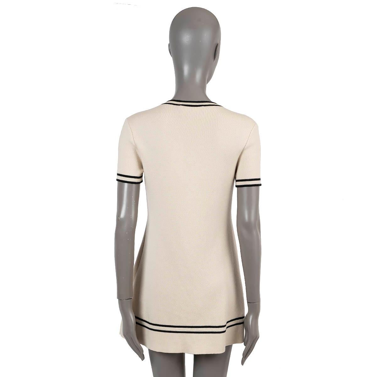 GUCCI cream wool 2021 CONTRAST TRIM KNIT MINI Dress S In Excellent Condition For Sale In Zürich, CH