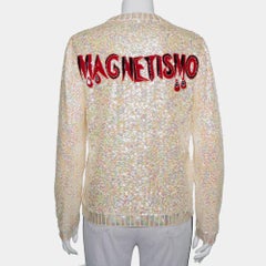 Gucci Cream Wool Snow White Sequin Embellished Crewneck Sweater S