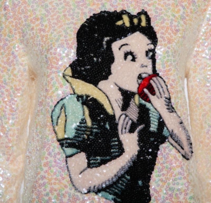 Women's Gucci Cream Wool Snow White Sequin Embellished Crewneck Sweater S For Sale