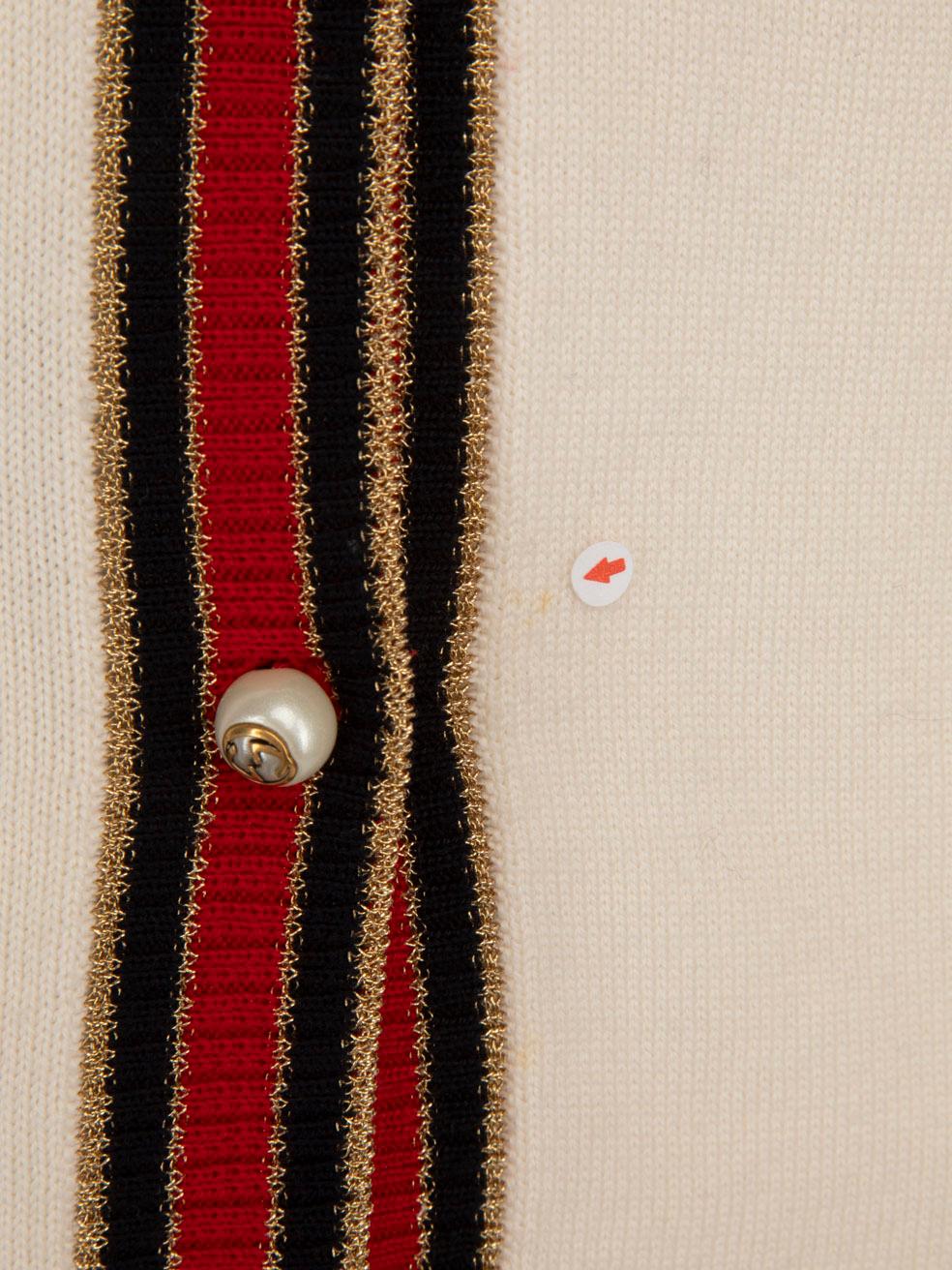 Gucci Cream Wool Striped Knit Cardigan Size S In Good Condition For Sale In London, GB