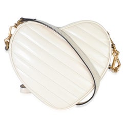 Gucci Creme Matelasse Calfskin Diagonal Mini Interlocking G Heart Bag