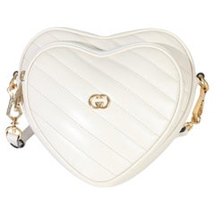 Gucci Creme Matelasse Calfskin Diagonal Mini Interlocking G Heart Bag