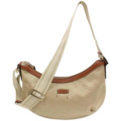 Gucci Crescent Messenger 865808 Beige Nylon Cross Body Bag