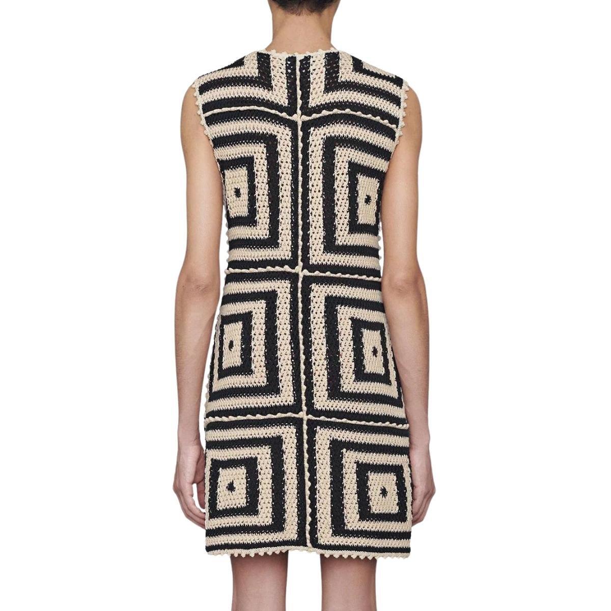 Black Gucci Crochet-knit Cotton Short Dress M For Sale