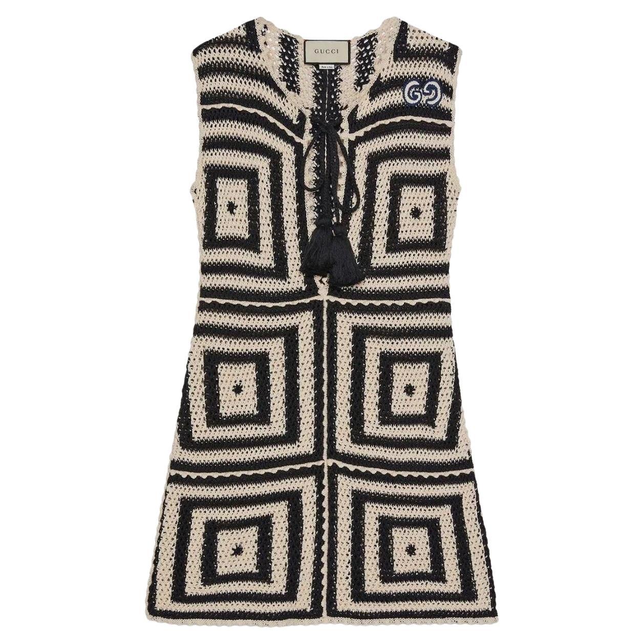 Gucci Crochet-knit Cotton Short Dress M For Sale