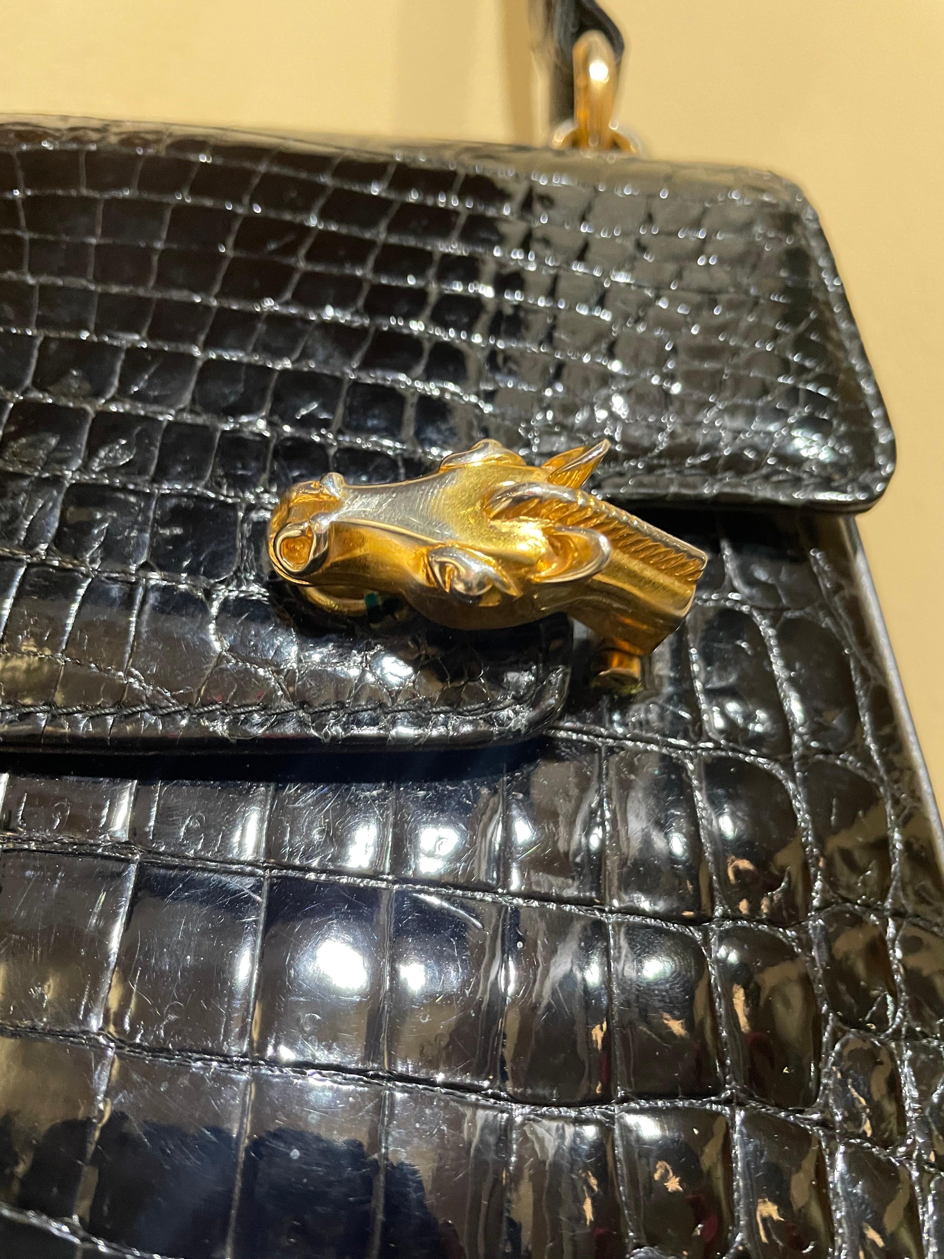 Gucci crocodile bag 1960. In Good Condition In Carnate, IT