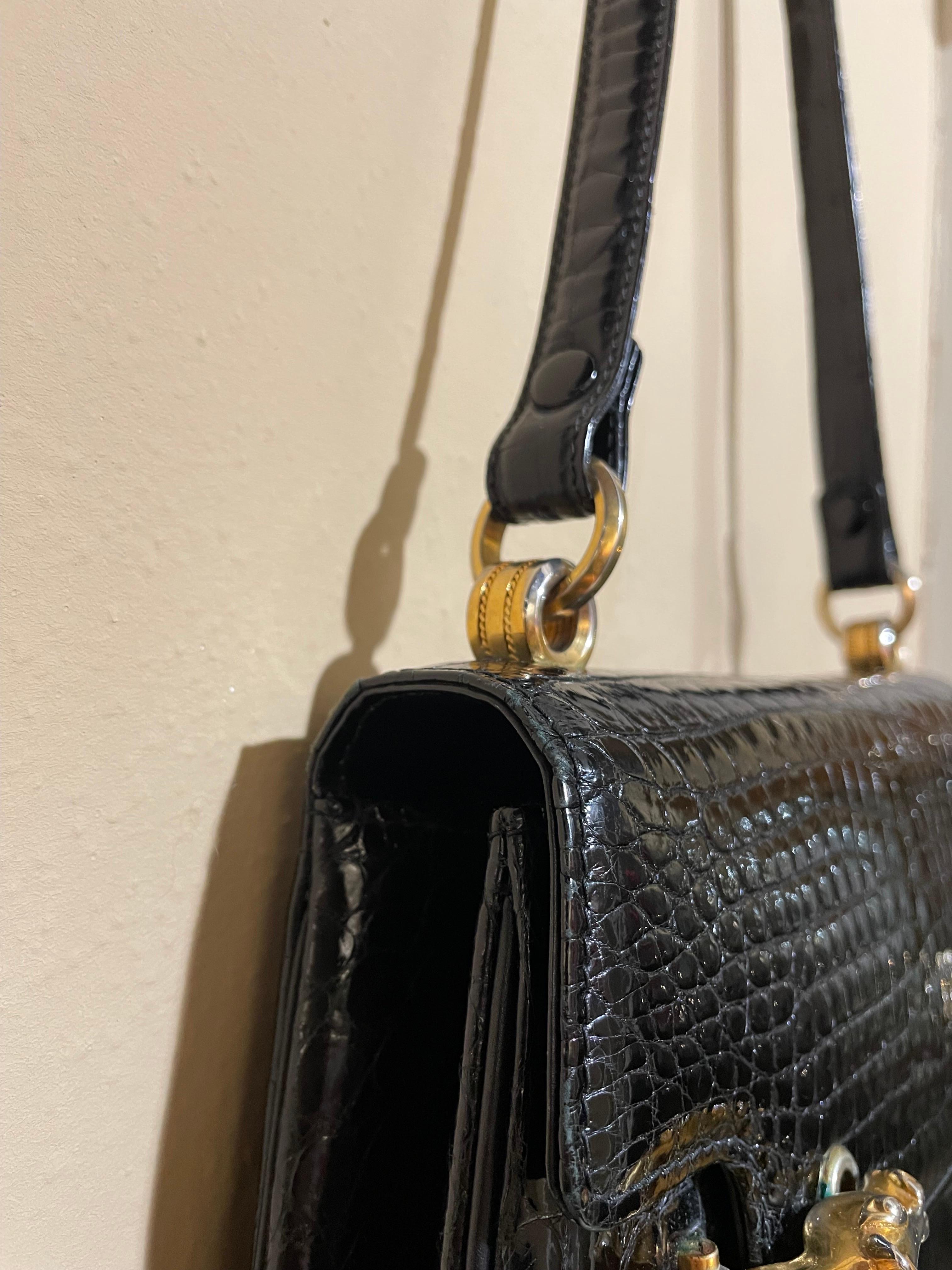 Women's or Men's Gucci crocodile bag 1960. For Sale