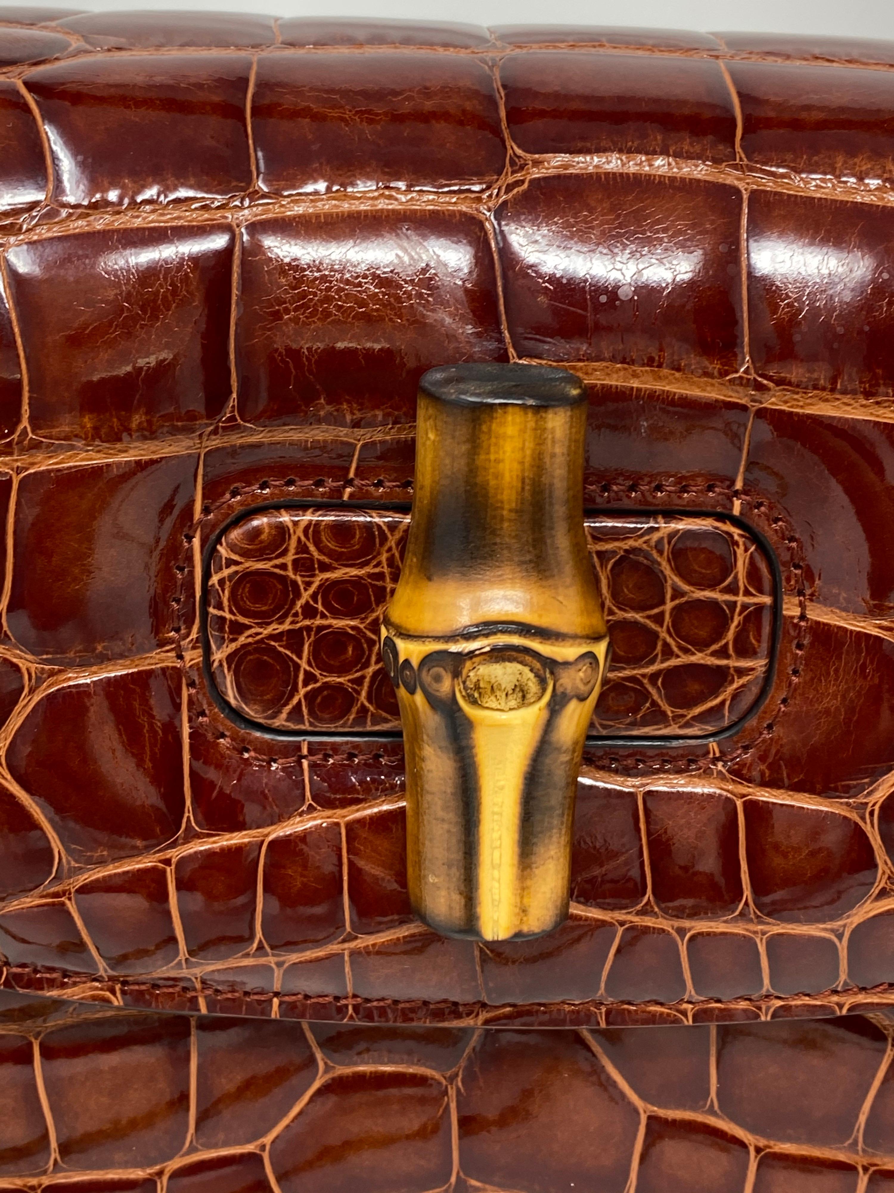 Gucci Crocodile Bamboo Bag In New Condition In Athens, GA