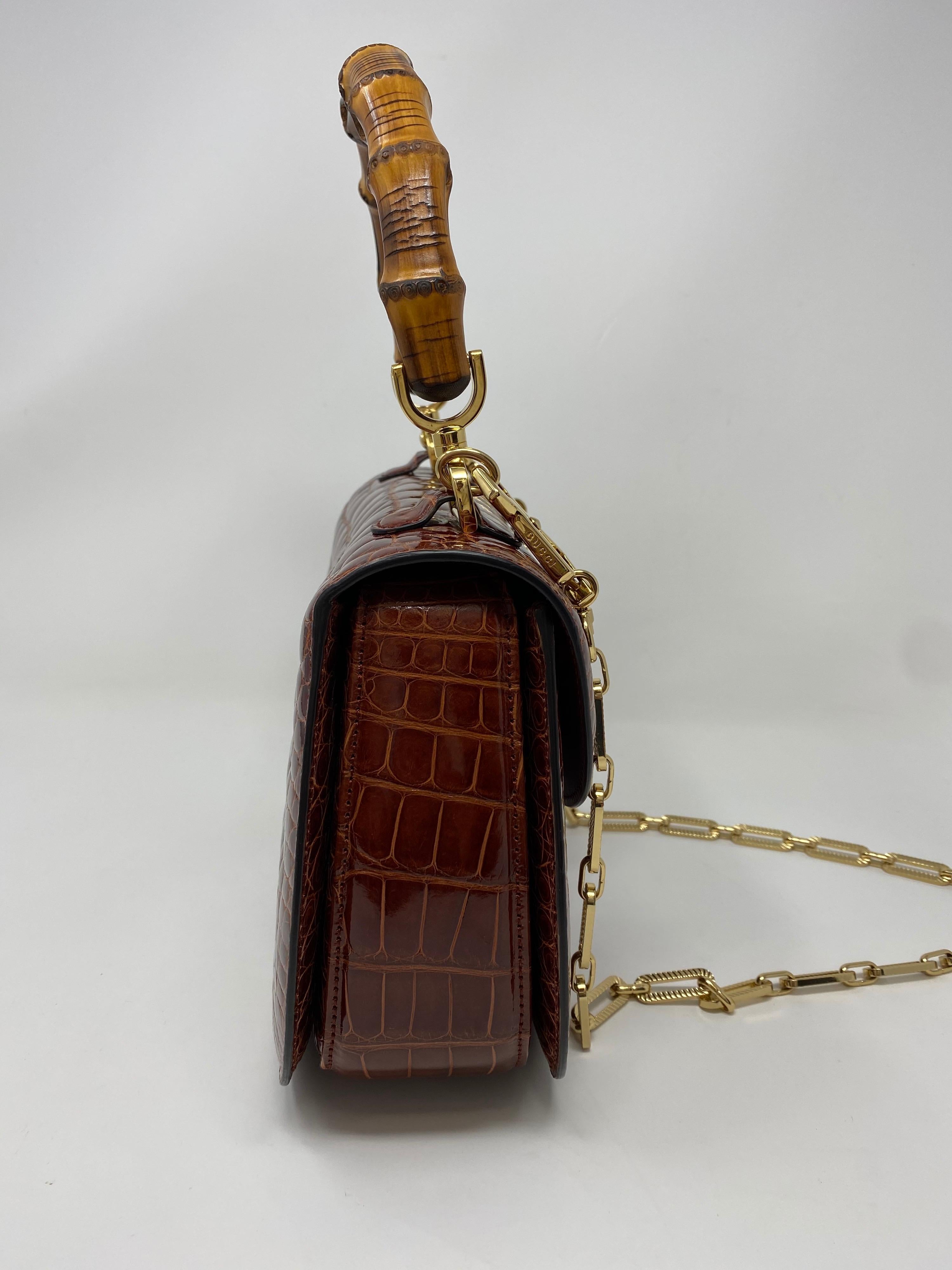 Women's or Men's Gucci Crocodile Bamboo Bag