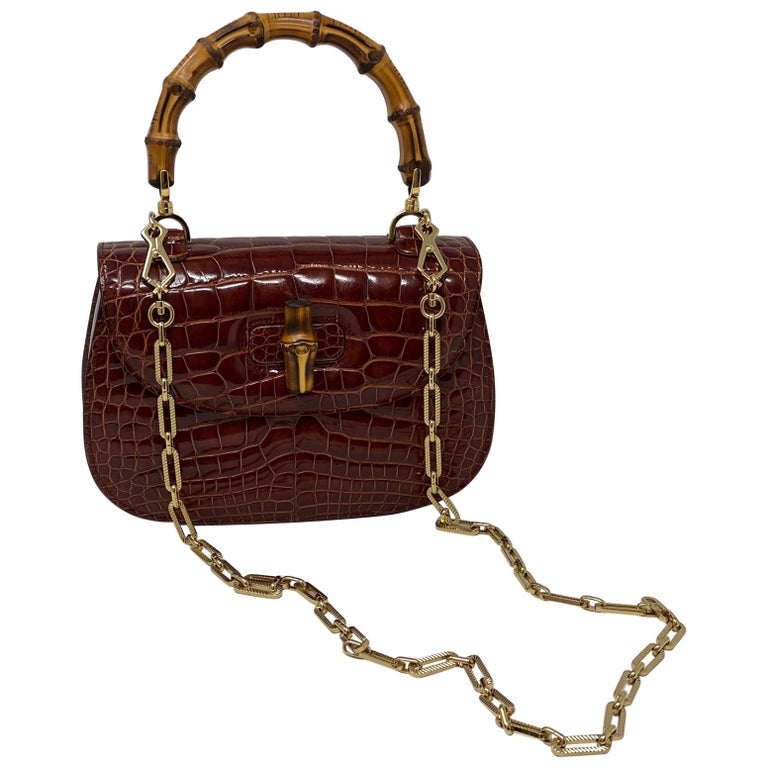 Gucci Crocodile Bamboo Bag at 1stDibs  gucci bamboo crocodile bag, gucci  crocodile tote bag with bamboo handle, gucci crocodile bag