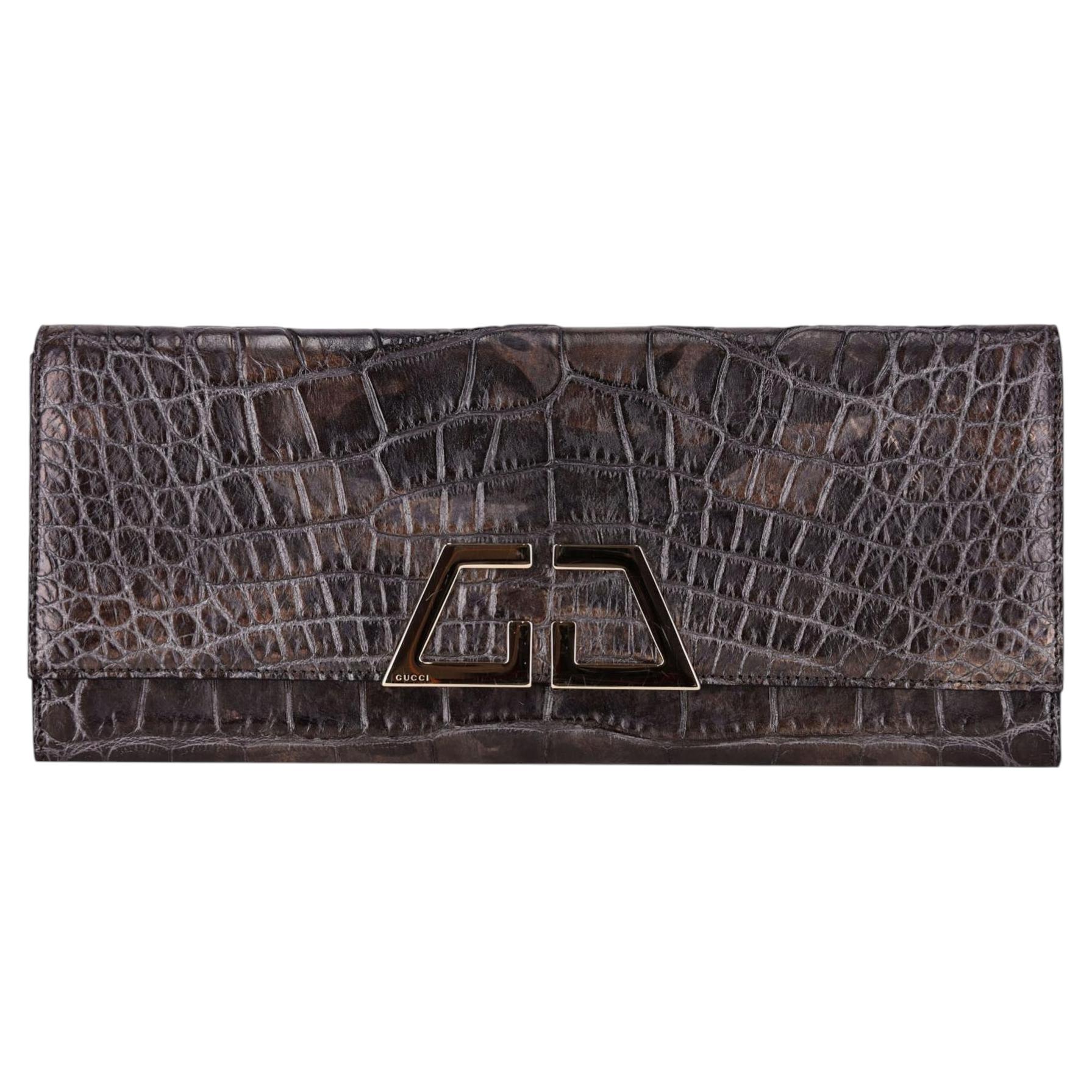 Gucci Crocodile Skin G Night Clutch Bag