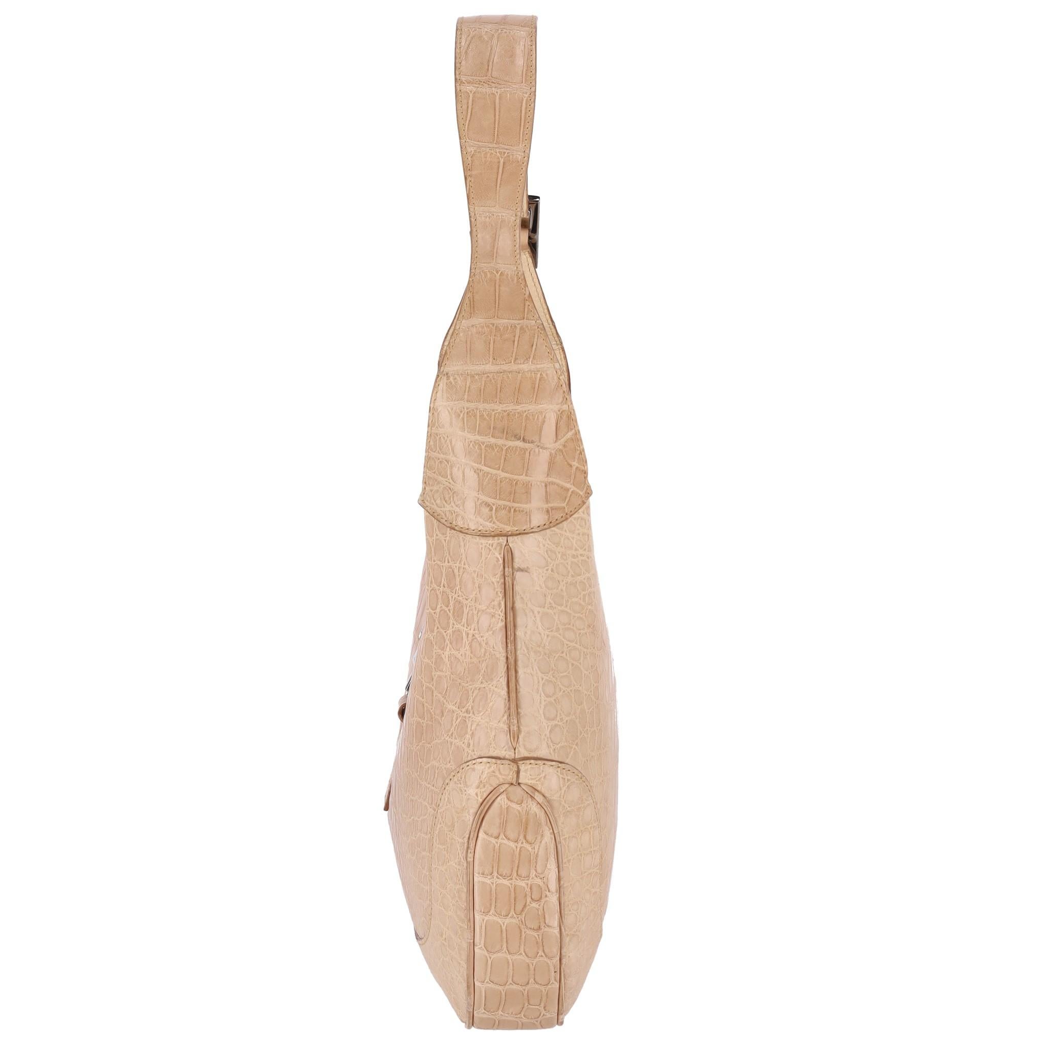Beige Gucci Crocodile Skin Jackie Shoulder Bag For Sale