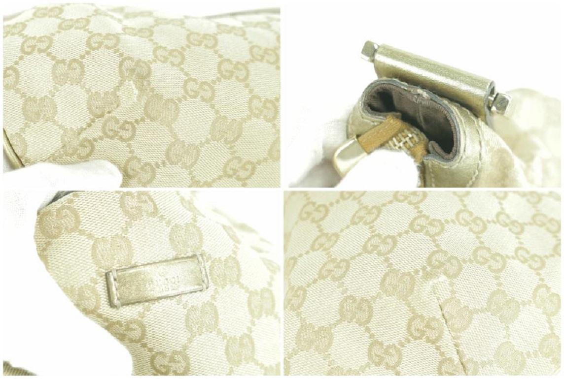 Gucci Croissant 233041 Pink Gold Web Half Moon Beige Gg Canvas Cross Body Bag 5