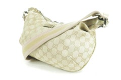Gucci Croissant 233041 Rosa Gold Web Halbmond Beige Gg Canvas Umhängetasche
