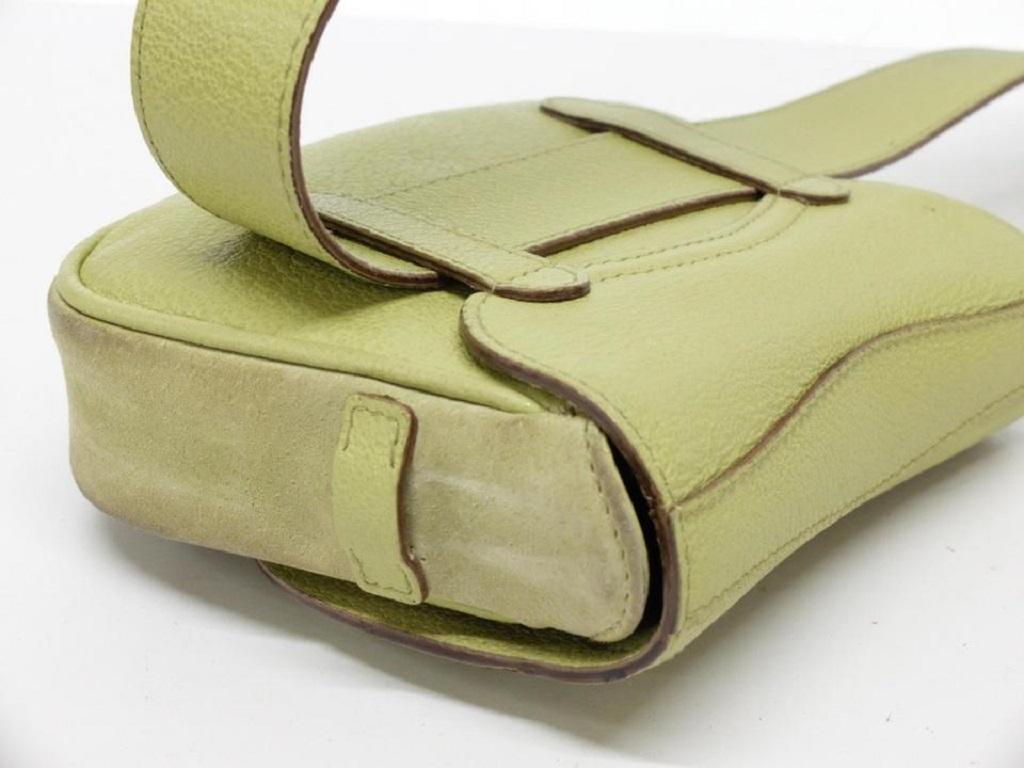 Gucci Crossbody Horsebit Belt Saddle Fanny Pack Waist Pouch 239397 Green Leather 2