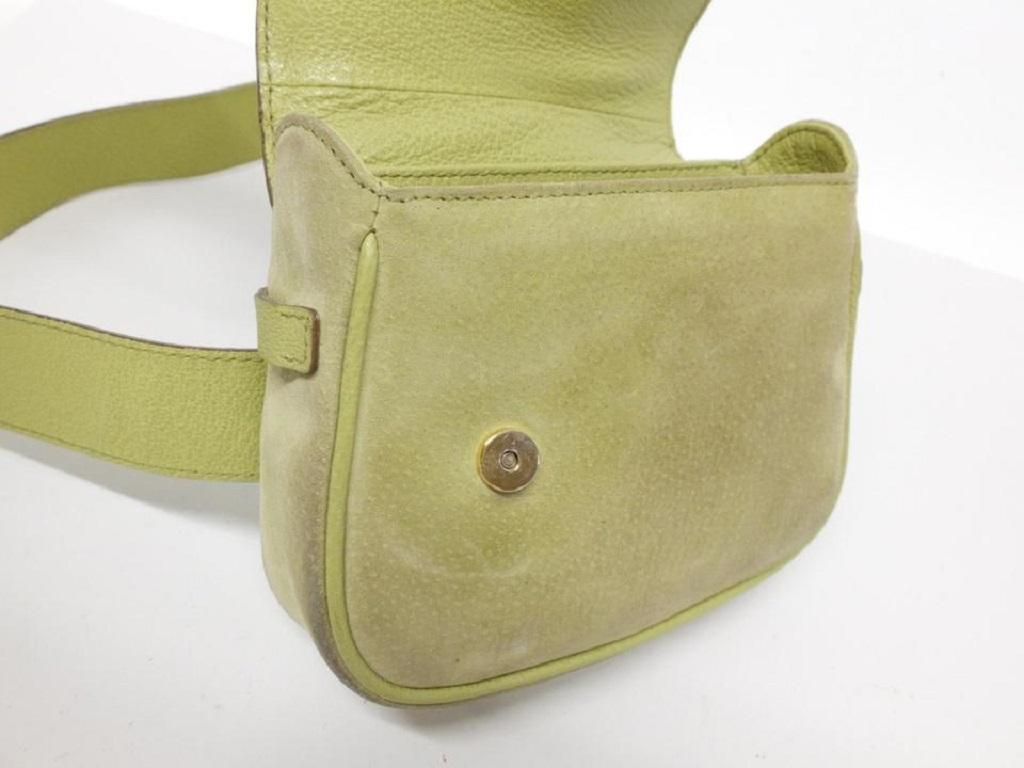 Women's Gucci Crossbody Horsebit Belt Saddle Fanny Pack Waist Pouch 239397 Green Leather
