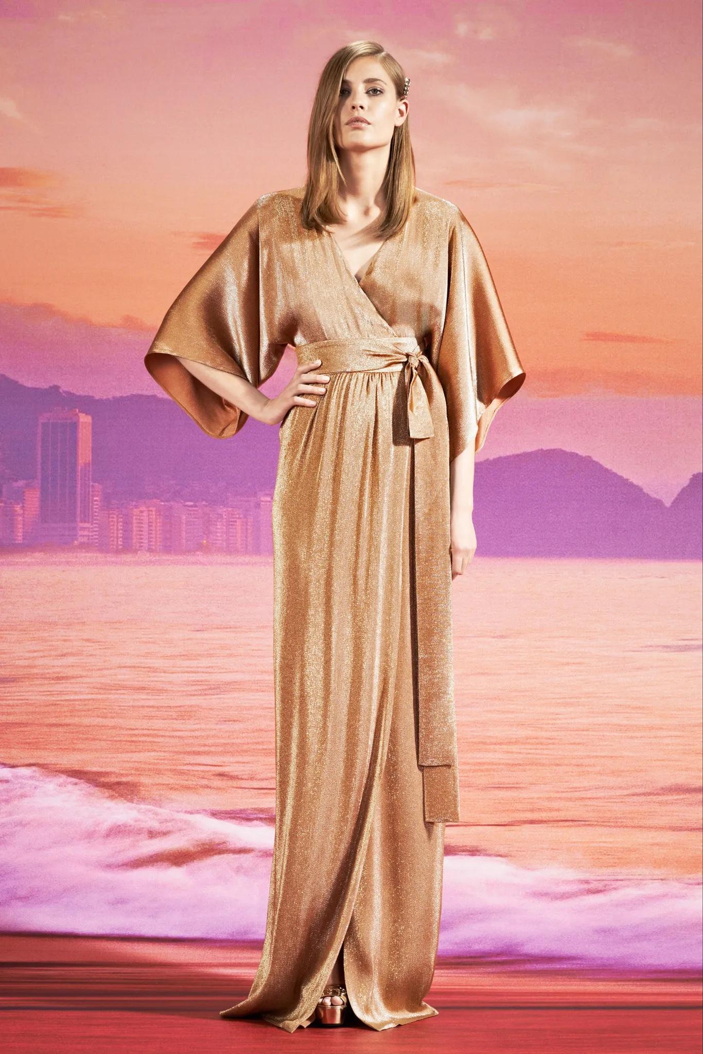GUCCI Cruise 2014 Campaign Gold Lamé Kimono Gown 3