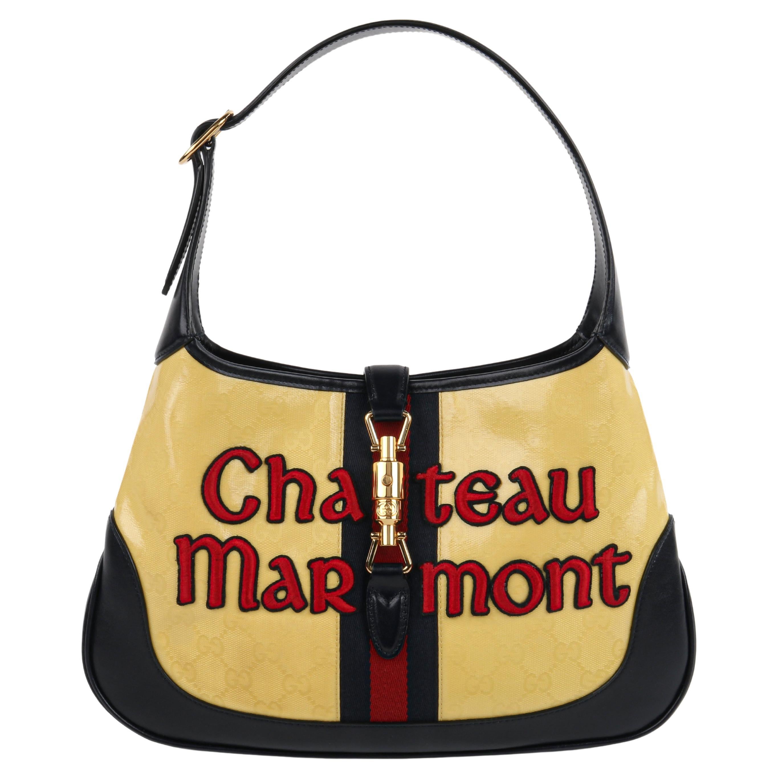 GUCCI Cruise 2019 "Chateau Marmont" Yellow GG Leather Hollywood Hobo Bag Purse