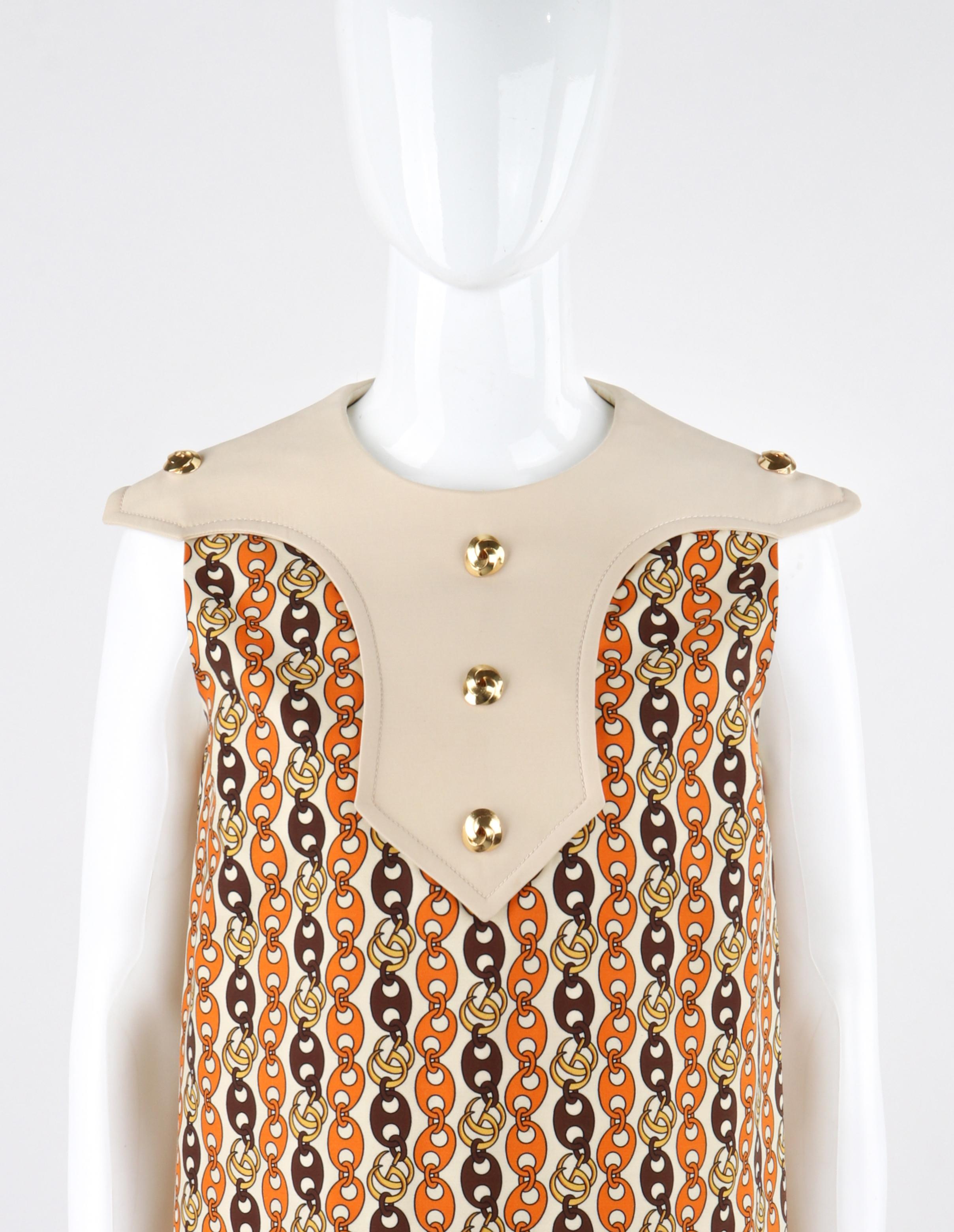 Gucci Cruise 2020 - Vestito mini shift con stampa a catena intrecciata GG multicolore In condizioni buone in vendita a Thiensville, WI