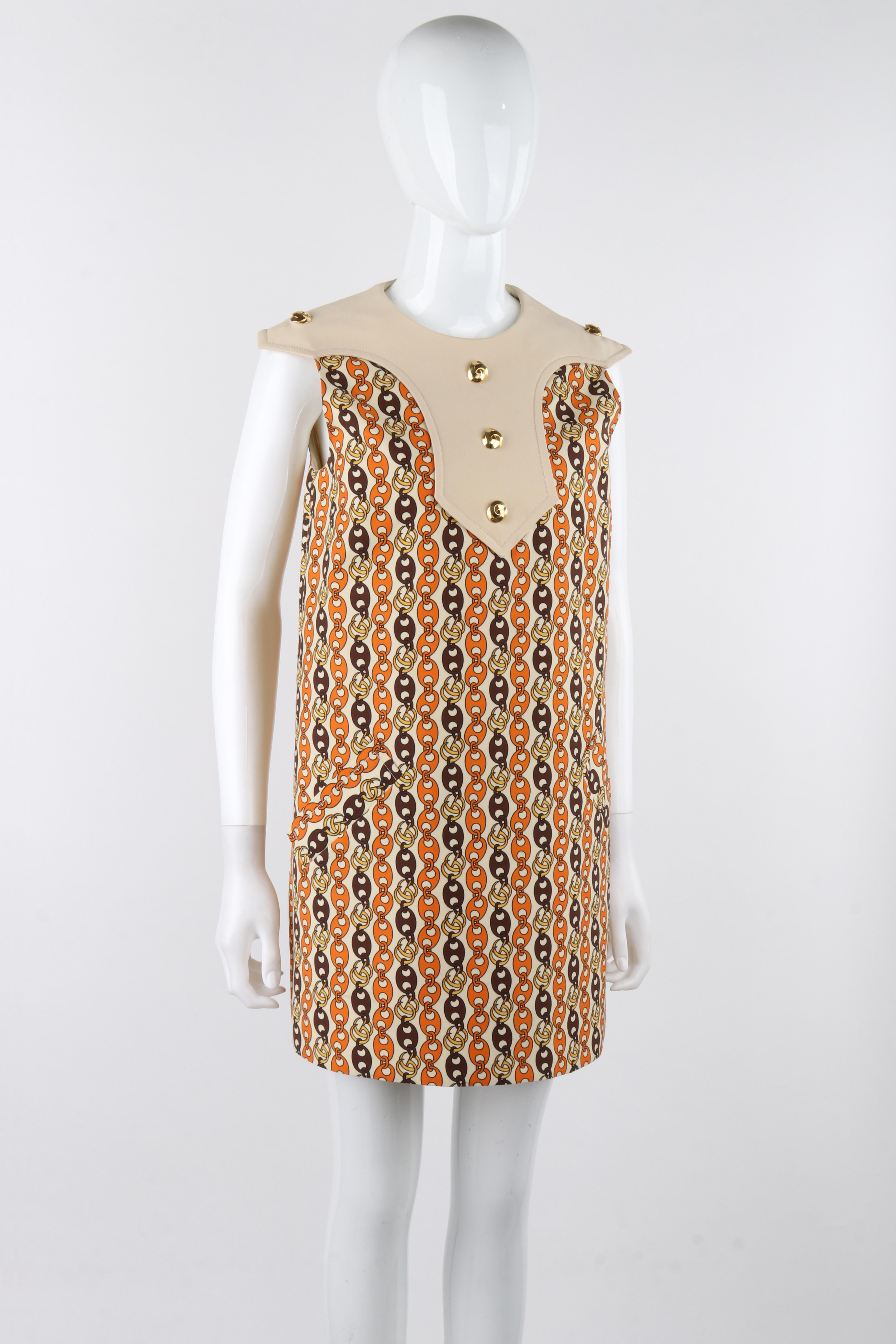 Donna Gucci Cruise 2020 - Vestito mini shift con stampa a catena intrecciata GG multicolore in vendita