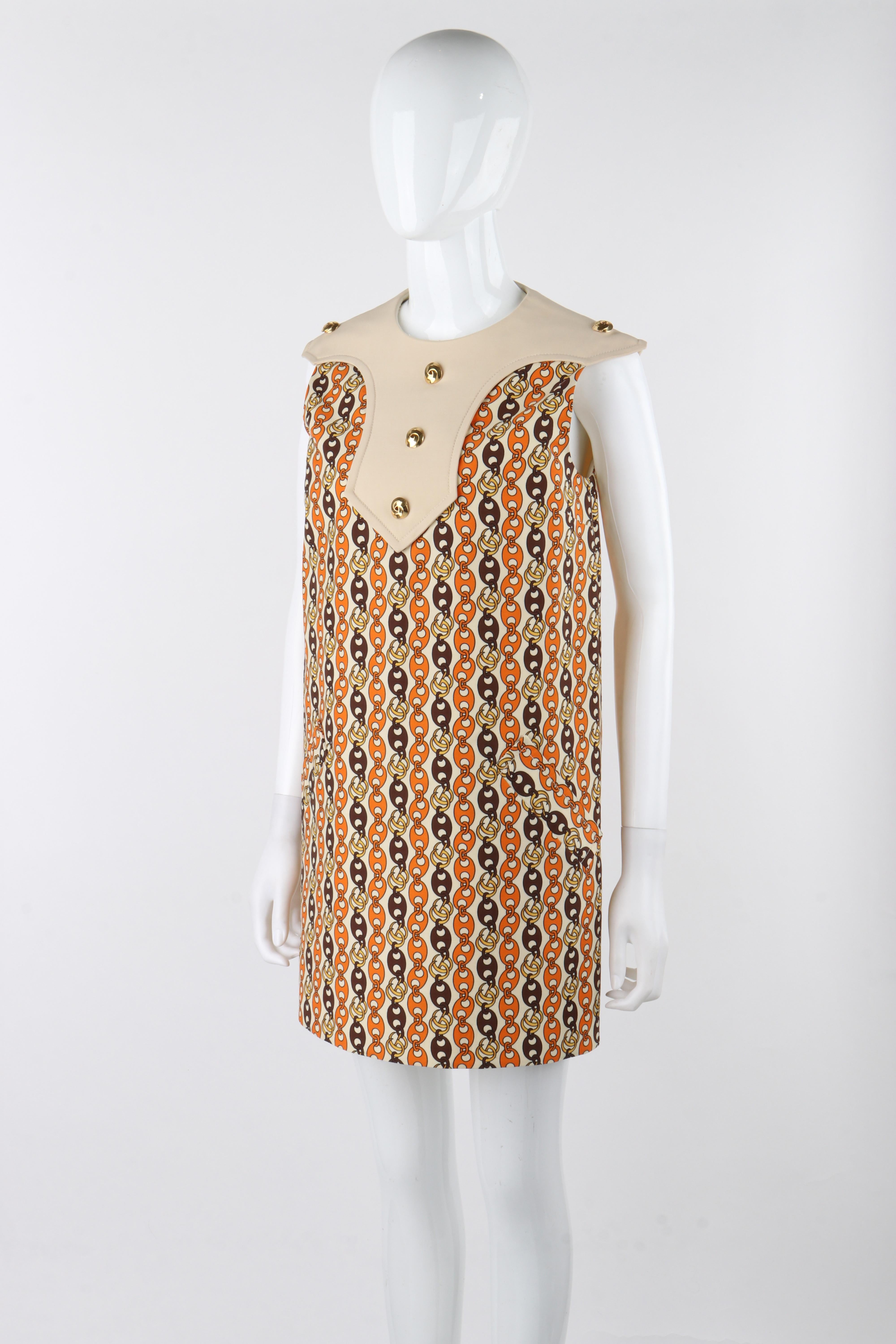 Gucci Cruise 2020 - Vestito mini shift con stampa a catena intrecciata GG multicolore in vendita 4